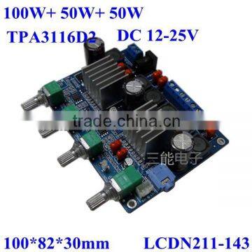 2.1 Channel Amplifier PCB Circuit Board ,Original TPA3116D2 100W+50W+50W Audio Amplifier Module ,Top Sale!!!