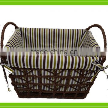 beautiful design paper rope woven storage basket with lining and handle decoration basket