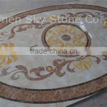 polished round interior water jet marble medallion