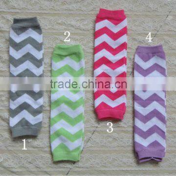 Wholesale chevron print cotton leg warmer with W strips for kids