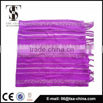Popular New Design Purple Color Ladder Yarn Knitted Scarf photo-4