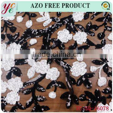 Black and White Small Flowers in Organza and Sequin Lace Fabric Embroidery for Garment photo-4