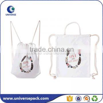 Promotional white cotton backpack bag with drawstring for shoes                        
                                                                                Supplier's Choice