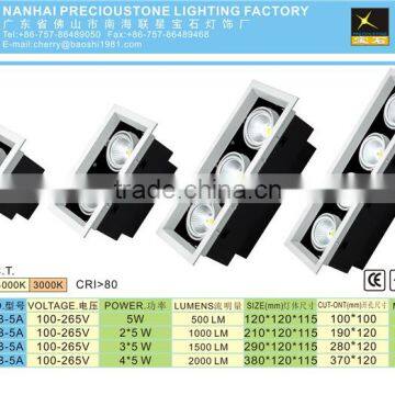 Rectangular Single-Head Smd 5W 7W Indoor Decoration Grille Lights