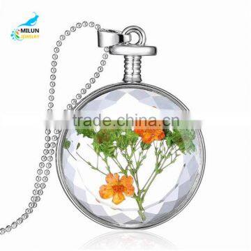 2016 Hot selling fashion flower glass box jewellery necklace women