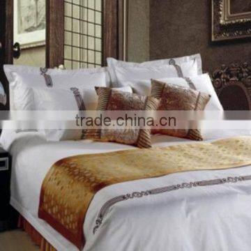 100% Cotton Embroidery Luxury Hotel Bedding Set White Fancy Set