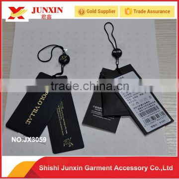 black hang tag for pants or garment in China factory