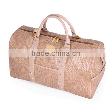 woven embossed pu leather traveling bag