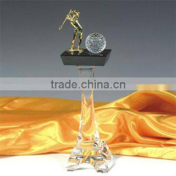 2012 crystal golf trophy/crystal cup for souvenir and corporation display(R-0512)