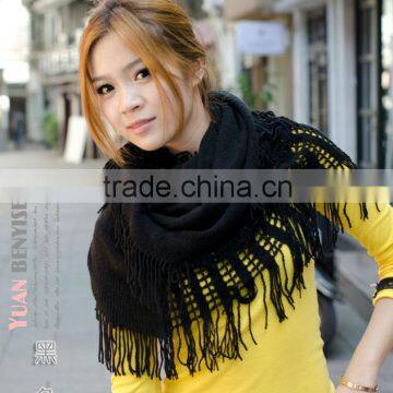 2013 fashion latest design twol colors connect with tassel double layer scarf