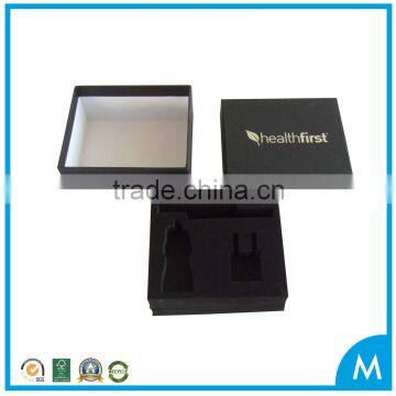 (2014 new design) Luxury Black gift box rigid cardboard with black foam tray