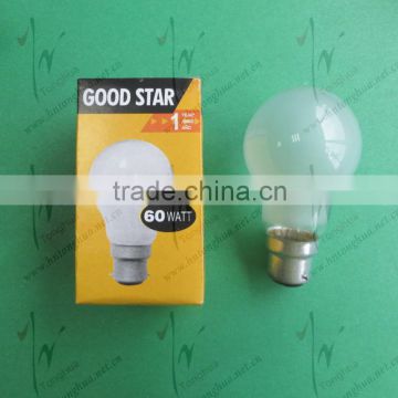 A55 60W Frosted Bulb 230 B22 BC 550LM, 1000H