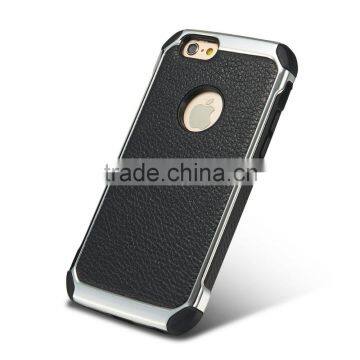 Lichi Texture Hybird TPU+PC Armor Case for IPhone 6 6s 6 Plus 6s Plus Samsung s7 S7edge 2 in 1 Electroplating Cases