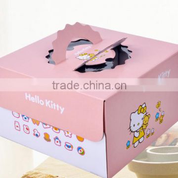 hello kitty corrugated paper Cake Box design with handle and open Window making machine