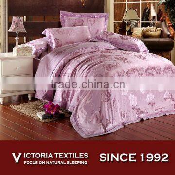 purple color jacquard cotton bed in bag comforter sheets set