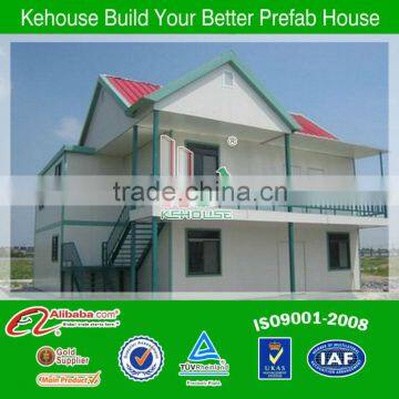 Sloping beautiful red roof light steel portable duplex house