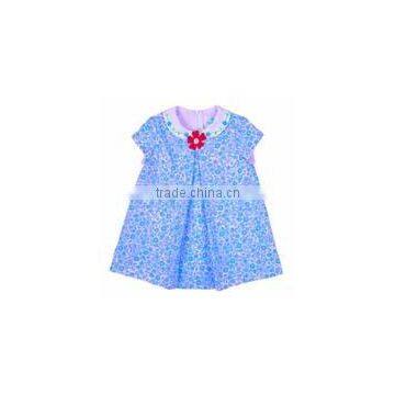 handmade dress toddler girls blue floral dress with embroidered collar hot dress kids girls