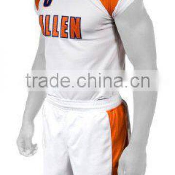 White and Orange Color Volley Ball Men Uniforms