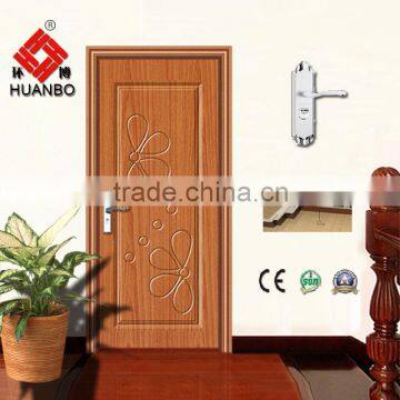 Latest design pvc mdf flush laminated emboss door for bedroom