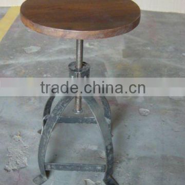 INDUSTRIAL STOOL WITH WOOD TOP