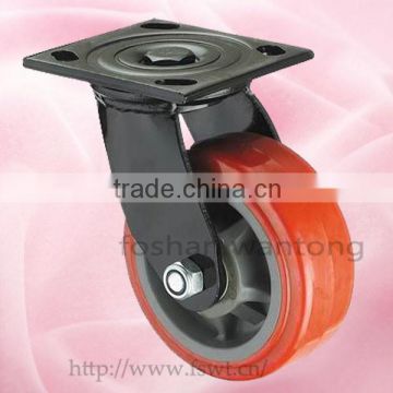 Red Polyurethane Wheel 125mm Heavy Duty Hardware Swivel Casters