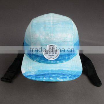 Hot Selling Flat Brim 5-panel Camper Cap With Fixed Belt photo-2
