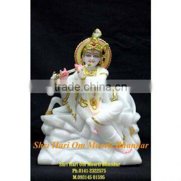 White makrana Marble lord krishna statue