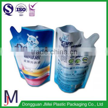 Free samples accept logo print liquid self standing pouch with spout, nylon packaging bags