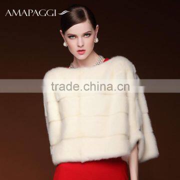 Wholesale American mink white fur cape coat from China