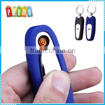 Wholesale windproof USB charging lighter keychain, custom metal electric lighter keychain