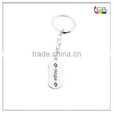 Silver Rectangle Tag Engraved HOPE Logo Keychain