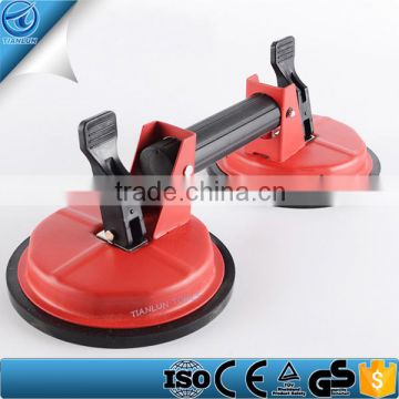 Double suction cup panel glass sucker,Factory supply Foldable 2 caps aluminium alloy glass suction plate