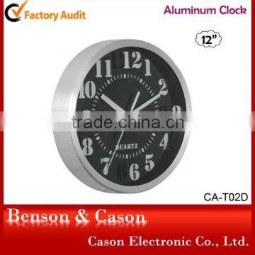 Cason 12'' decorative radio controlled aluminum wall clock