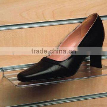 slat-wall acrylic shoes display stand ; acrylic shoe display holder