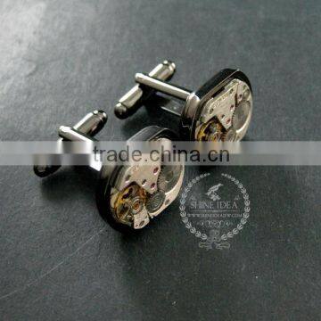 15x18mm Vintage Style Steam Punk Watch Movement Core Rhodium,metal Gun Black Fashion Cuff Links 6600067