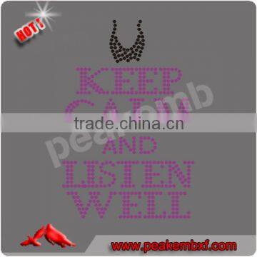 Hot Fix Rhinestone Keep Calm And Listen Will Crystal Stones For Dresses