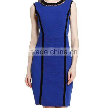 slim dress sleeveless dress knitted dress blue dress