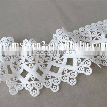 High Quality of Polyester Lace Trim, Chemical Lace Trim White Lace in 7 1/2 cm for Lady Garments photo-3
