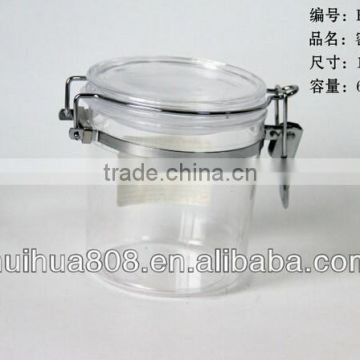 Transparent Round Clear Acrylic Canisters with Clip Tight Lid