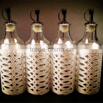 Wholesaler Glass Oil BottleJar With Iron Coat