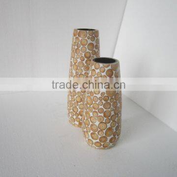 2014 Handmade Vase, Elegant and beautiful vase for decor, set of 2 composite vases with round wooden pieces