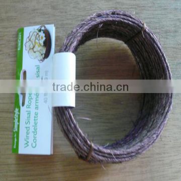 Green or brown wired sisal rope with 2mm daimeter with high quality and competitive price