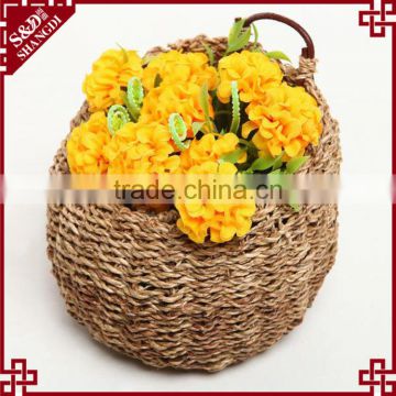 Seagrass woven home or cafe wall handmade decorate flower basket with hanging