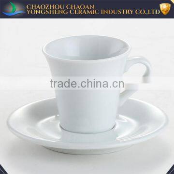 Wholesale 85ml small size white ceramic cup and plate for tea or coffee