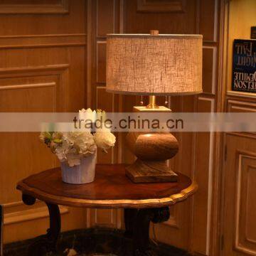Imported marble carving lampbody fabric lampshade bedroom table lamp