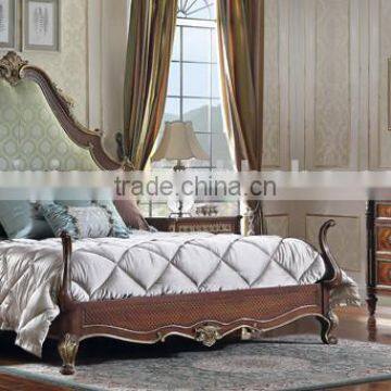 Emerald Replica Bedroom Set Furniture, Wood Carved Queen's Bed With Gilding, Solid Mahogany Furniture Set photo-2