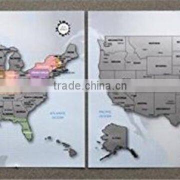 Personalized Scratch-off Us Map the United States of America A4 Size Poster Travel Silver Layer photo-2