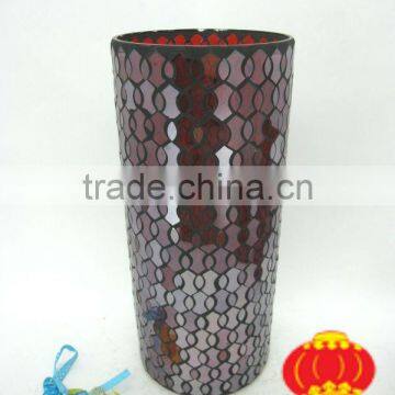 Wedding Gift Red Mosaic Chinese Vase Glass Cylinder photo-3