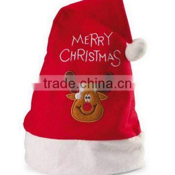 Best selling new products fabric cap red Merry Christmas wool felt hat bodies wholesale with smile reindeer head for women