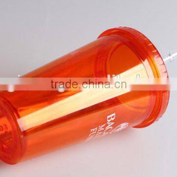 Double Wall Plastic Red Tumbler With Straw Lid 16oz photo-5